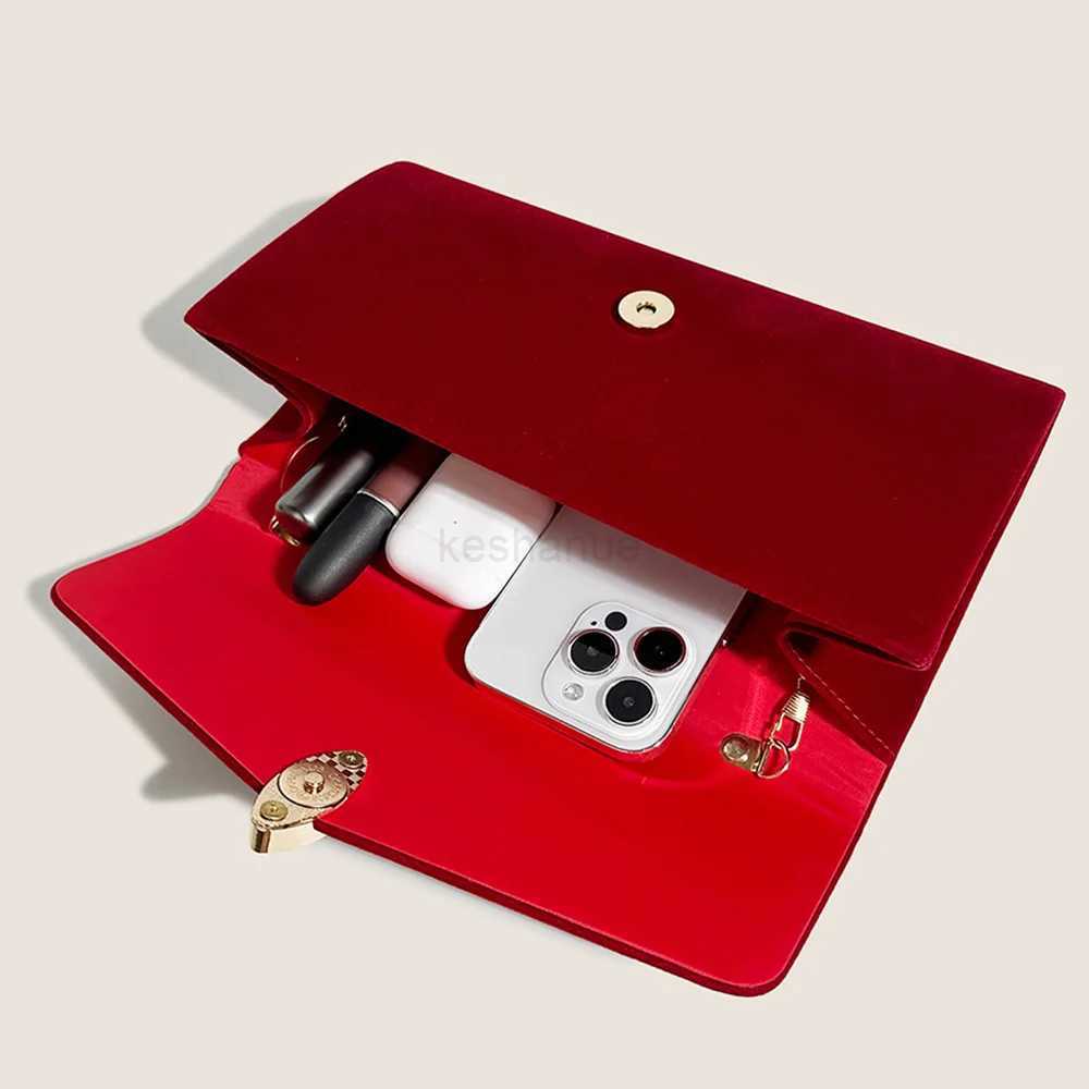 2023 New Red Bridal Wedding Bags Velvet Clutches Vintage Square Purse Chain Shoulder Bags Luxury Banquet Bags Blue Envelope PromXJ240730