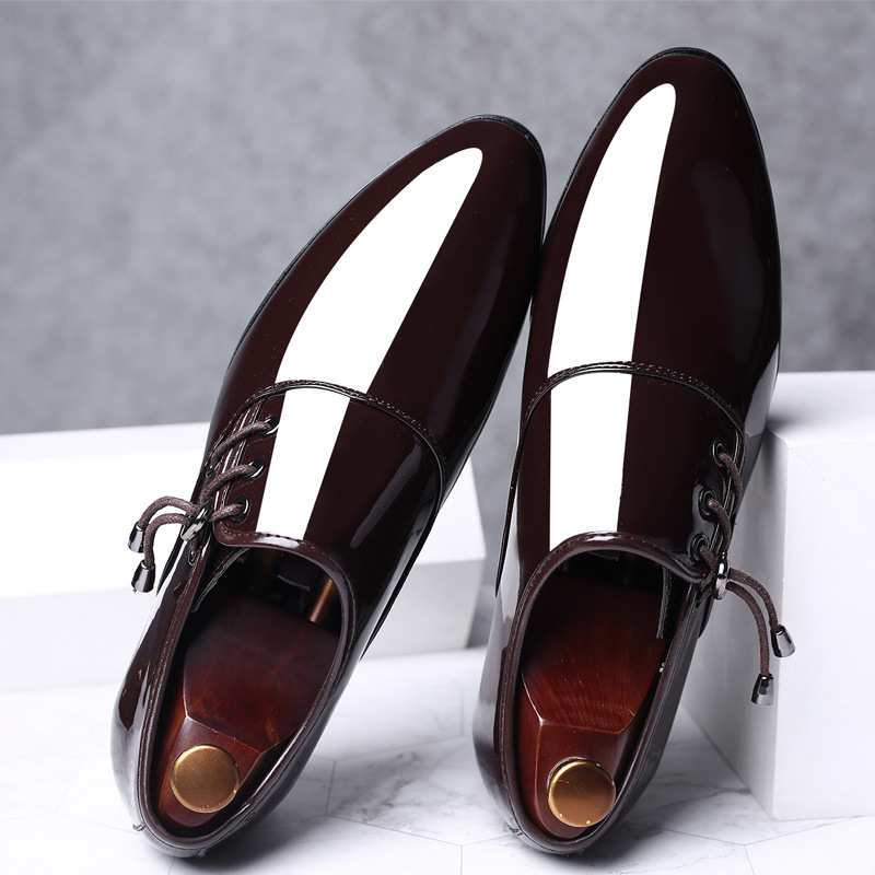 Trending Italian Patent for Business Shoe Lace Up Oxfords Plus Size Male Wedding Party Shoes Men Black Leather b5e4
