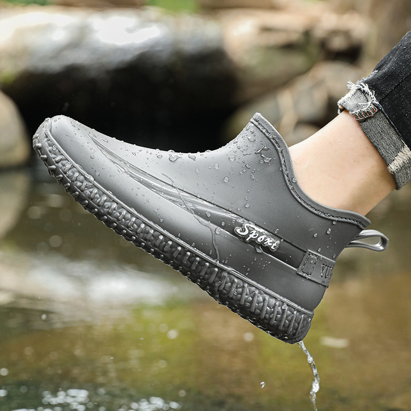 Brand Mens Rain Boots Chef Shoes Fishing Shoes Casual Waterproof Comfortable Trend Non-slip Strong Wear-resistant Boots High Top