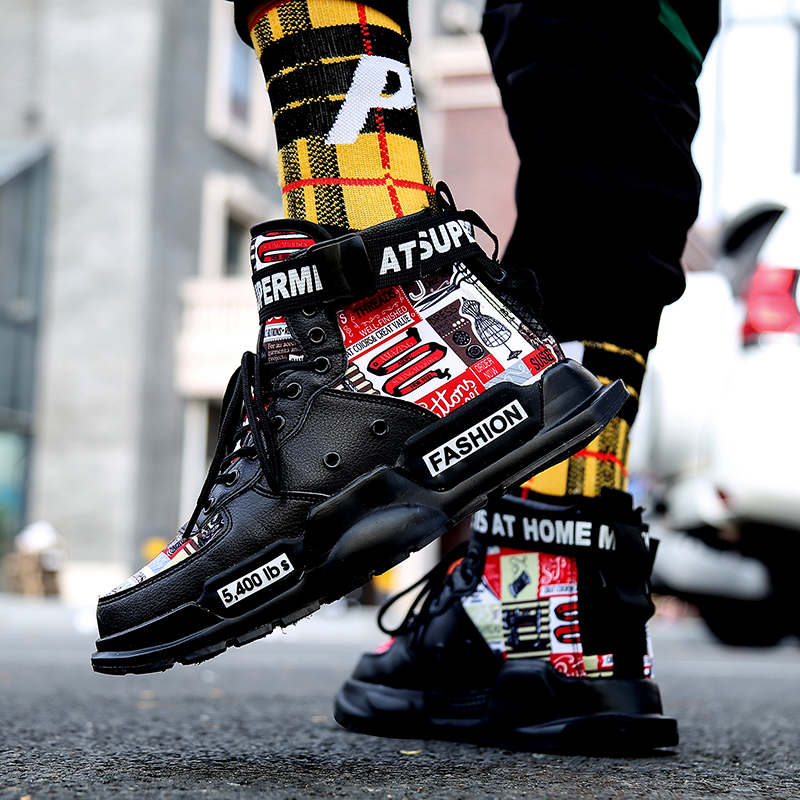 Brand Men Shoes High-tops Casual Sneakers Trendy Boys Red Basketball Sports Tennis Shoes Outdoor Platform Breathable Sneakers