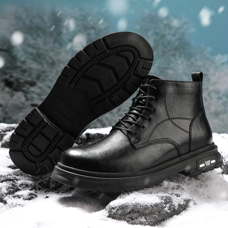 New Winter Men Elevator Boots Warm Height Increase Shoes for Men Insole 8CM Fashion Ankle Boots Casual Leather Working Boots
