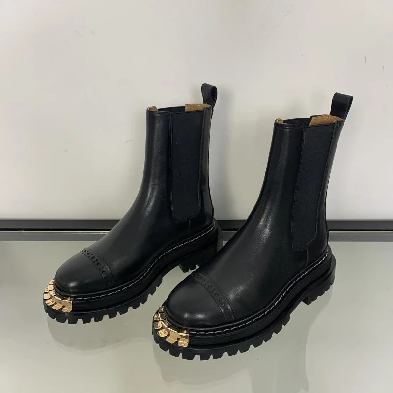 Women's Ankle Boots Platform PU Leather Lace-up Female Footwear Thick Bottom Motorcycle Boots Casual Ladies Shoes Fashion 2021
