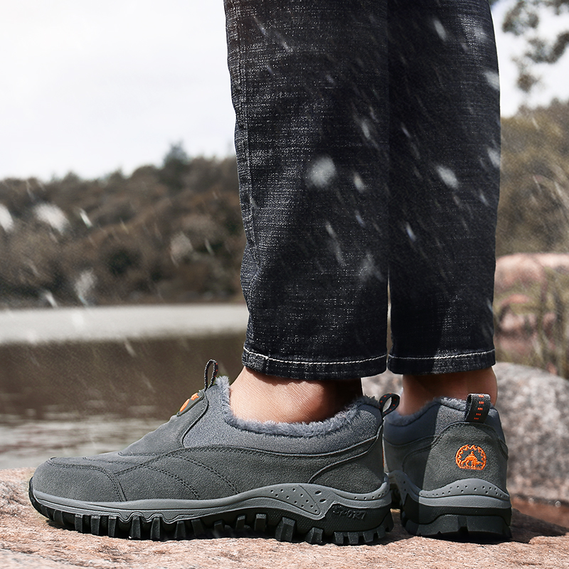 Winter Classic Leather Plush Men's Snow Waterproof Roman Men Work Loafers Casual Shoes Outdoor Warm Boots 4387