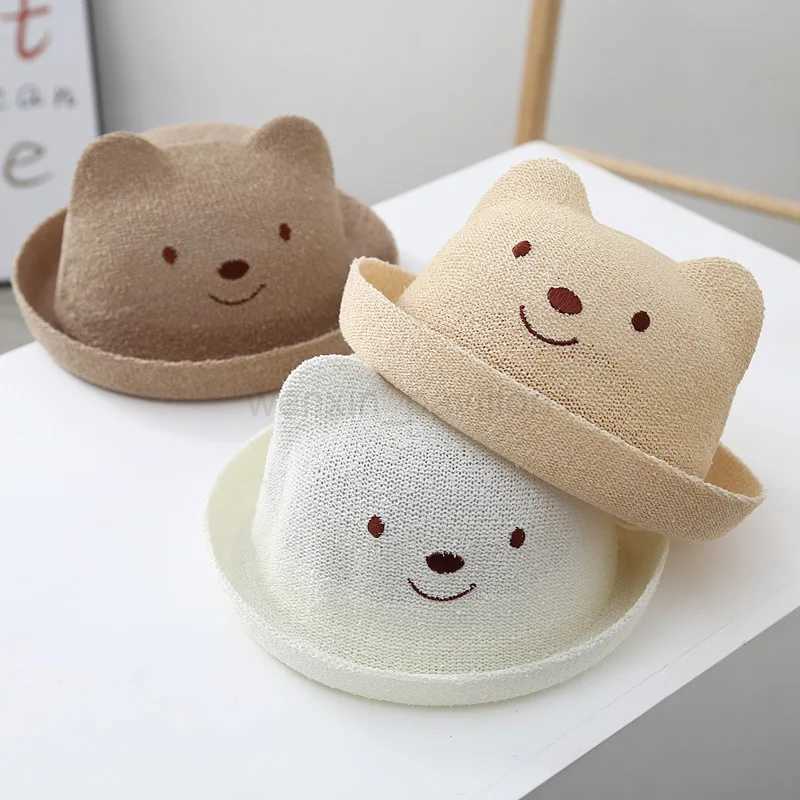 Summer Str Baby Hat Cute Bear Toddler Boy Girl Mesh Breatable Sun Hat Outdoor Beach Kids Panama CapXJ240730