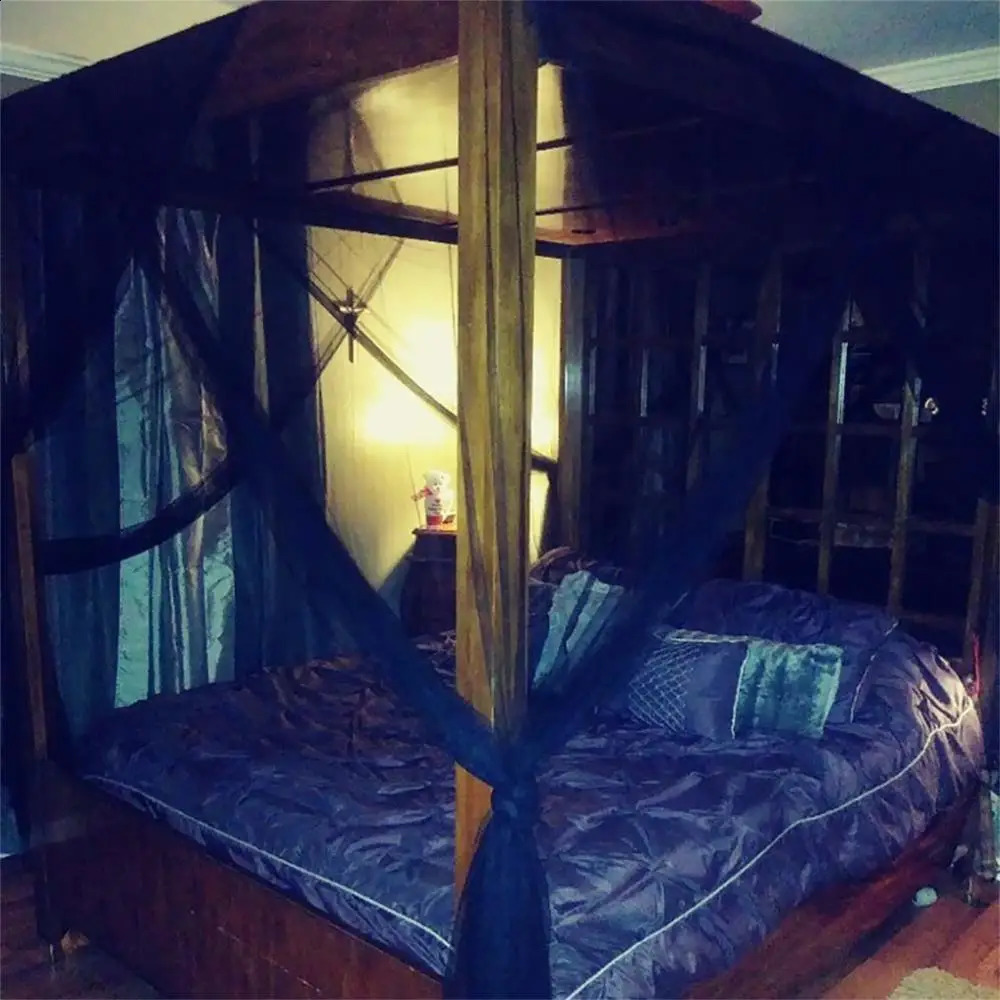 Mesh Curtain Bed Canopy Solid Net Mosquito Color 4 Doors Bedroom Home Decor Gift 240730