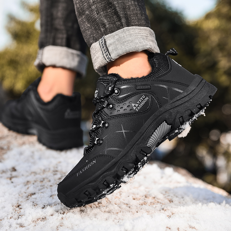 Snow Winter Waterproof Leather Sneakers Super Warm Men Platform Outdoor Male Hiking Boots Work Shoes Plus Size 6868