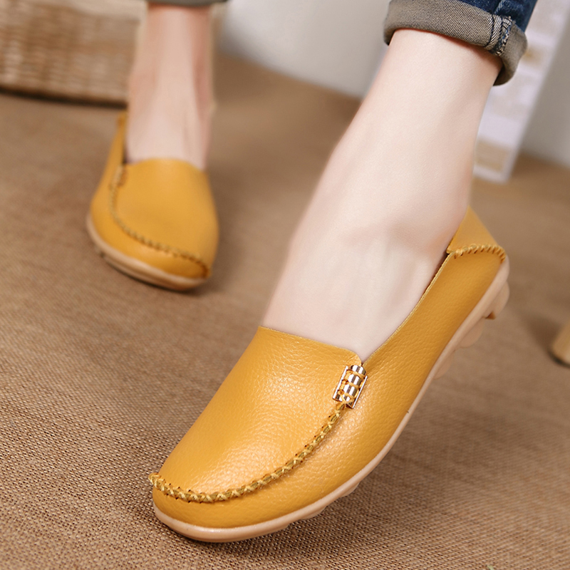 Women Shoes Plus Size Flat Shoes Women Genuine Leather Loafers Nurse Slip On Women Flat Oxford Sapato Feminino Ballet Flats
