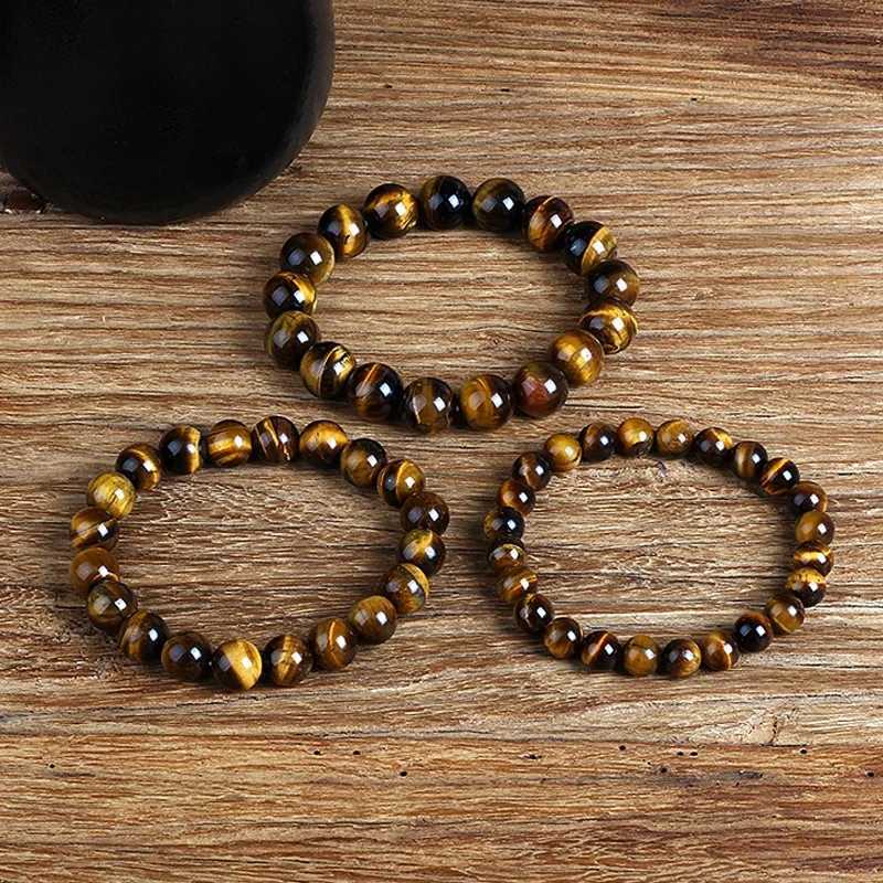 Kirykle Fashion Tiger Eye Bracelet for Men 4-12mm Natural Energy Stone Beads Spiritual Healing Bracelet for Women Jewelry Pulse GiftW240730