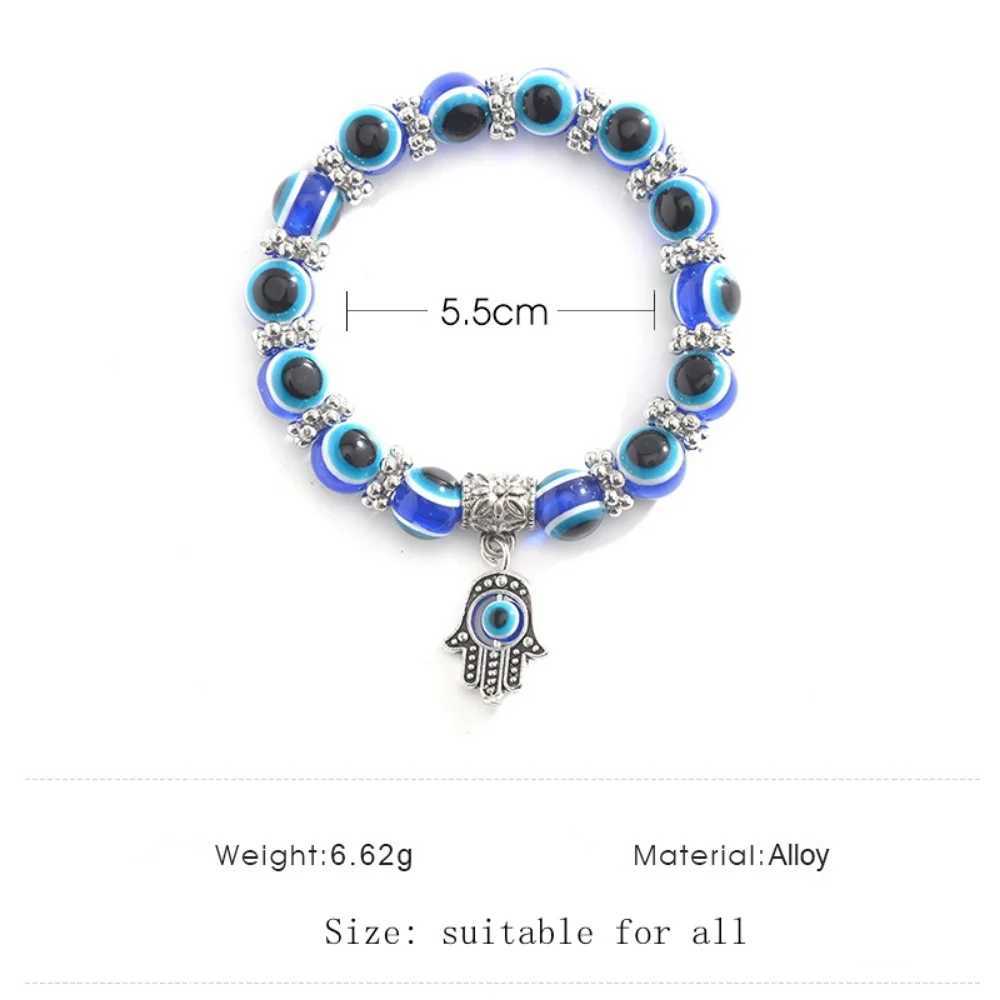 Vintage Blue Evil Eye Bracelet Womens Lucky Talisman Fatimas Hand Bracelet Friendship Jewelry Gift for Men and WomenW240730