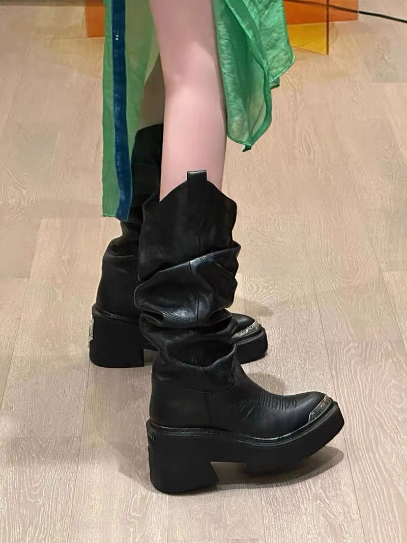 Punk Style embroidery Platform Flats Ankle Women Boots Fashion Thick Bottom Gothic New Women's Booties Shoes mid length boots 54e8 's
