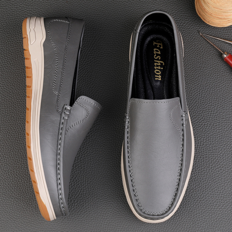 Minimalist Men Genuine Leather Shoes Slip-on Business Dress Shoes All-Match Wedding Shoes High Quality Man Breathable Drive Flat