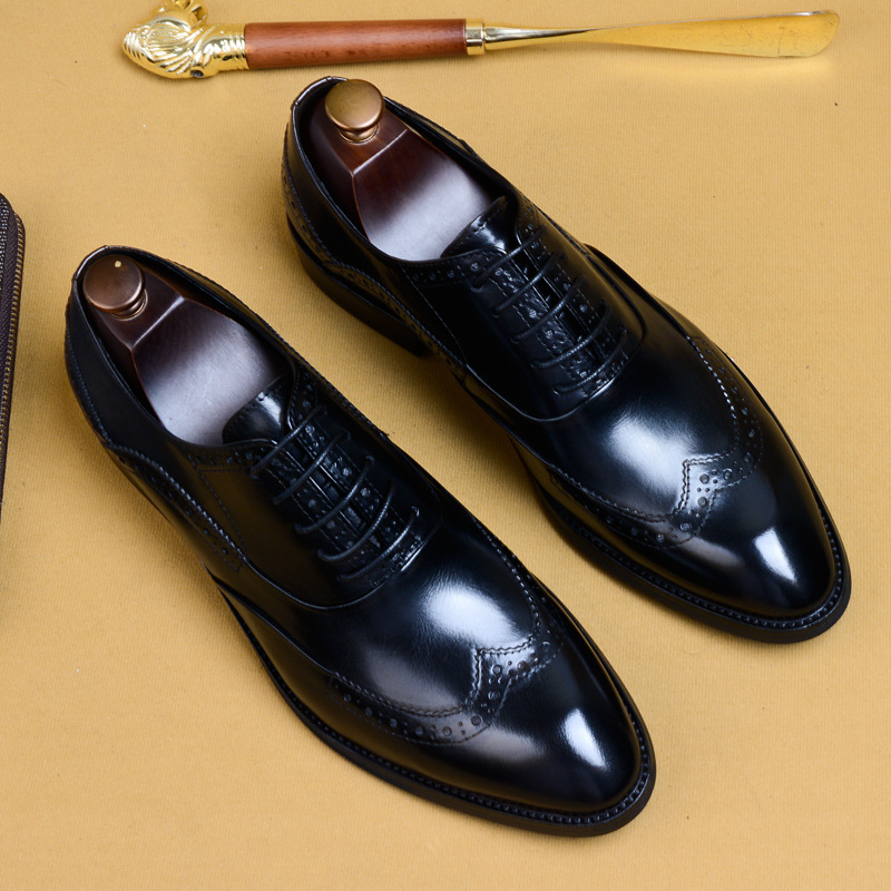 Full Grain Leather Men Retro Italian Design Men Brogues Genuine Leather Dress Shoes Handmade Wedding Shoes For Men