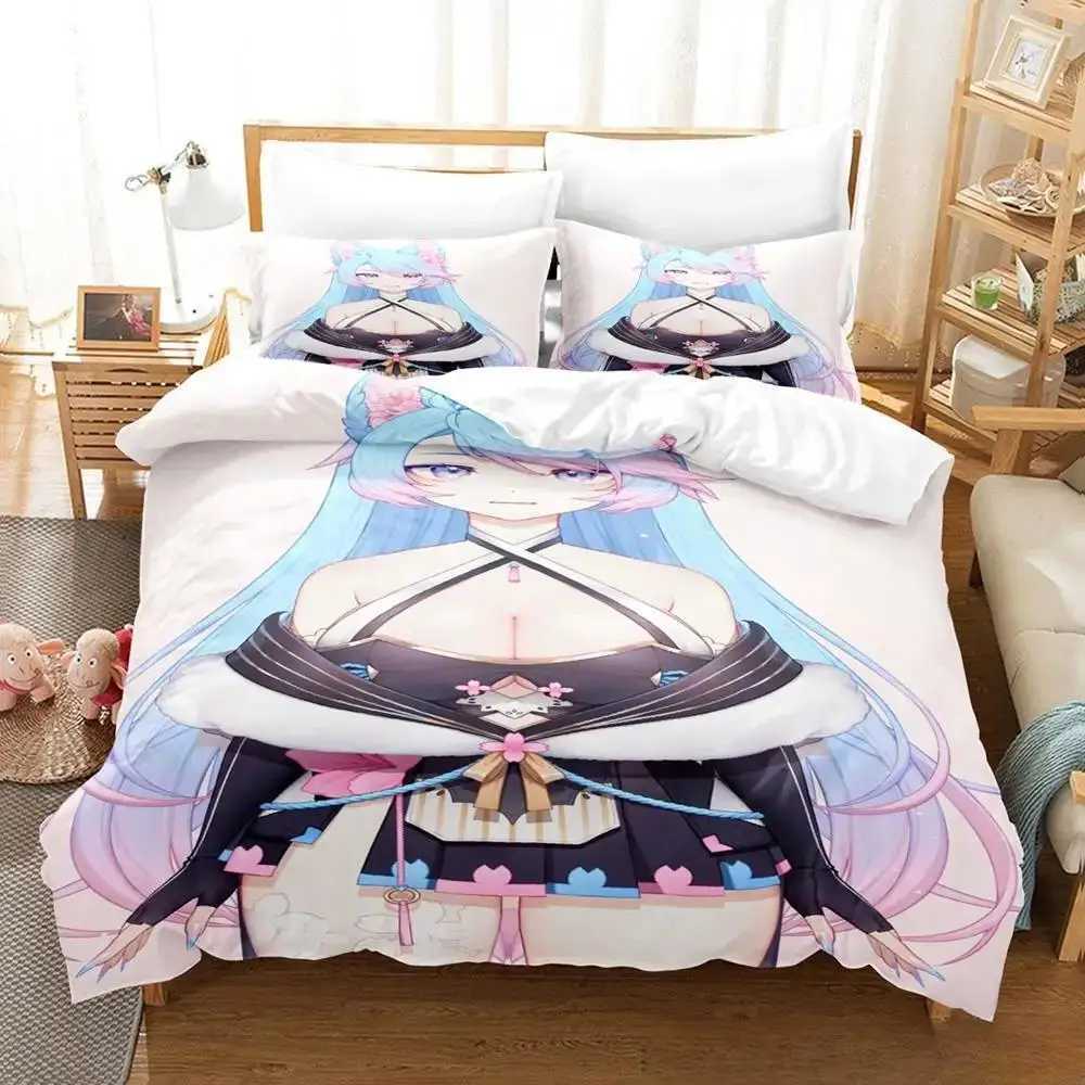 New Sexy Girls Silvervale Vtuber Bedding Set Single Twin Full Queen King Size Bed Set Adult Kid Bedroom Duvet cover Sets Anime Y240730