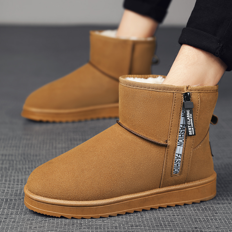 For 2024 Snow Mid-calf Warm Thick Plush Winter Boots Men Cotton Shoes Big size46 271e