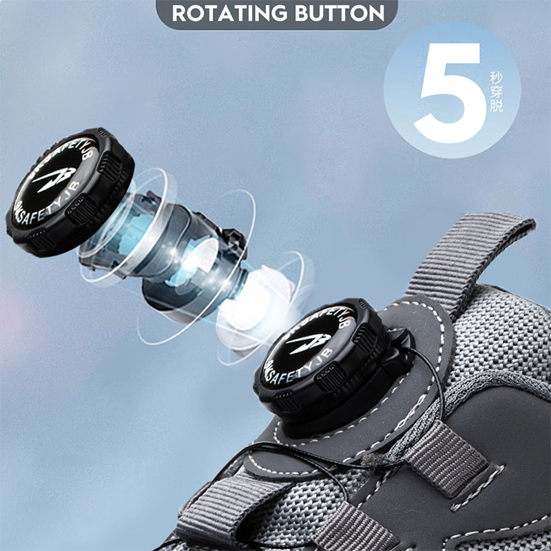 Designer Shoes Rotating Button New Safety Shoes Men Anti-Smash Anti-Puncture Work Shoes Fashion Men Sport Shoes Security Protective Boots Men Casual S