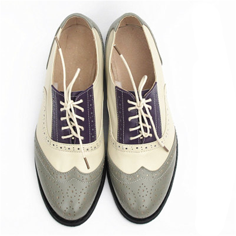 Women's Flats Oxford Shoes Woman Genuine Leather Sneakers Ladies Brogues Vintage Casual Oxfords Shoes For Women Footwear