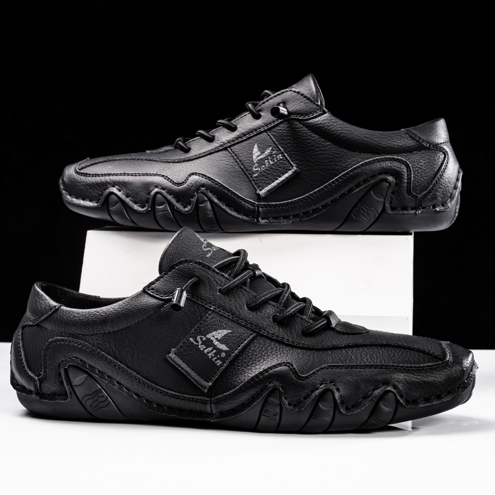hot Leather Casual Men's Sneakers - Breathable, Soft, Flat Loafers for Driving & Everyday Wear