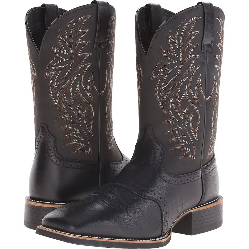 Men High Embroidery Retro Handmade Western Cowboy Boot Pointed Toe Boots Hand ing Outdoor Mens Shoes 240724
