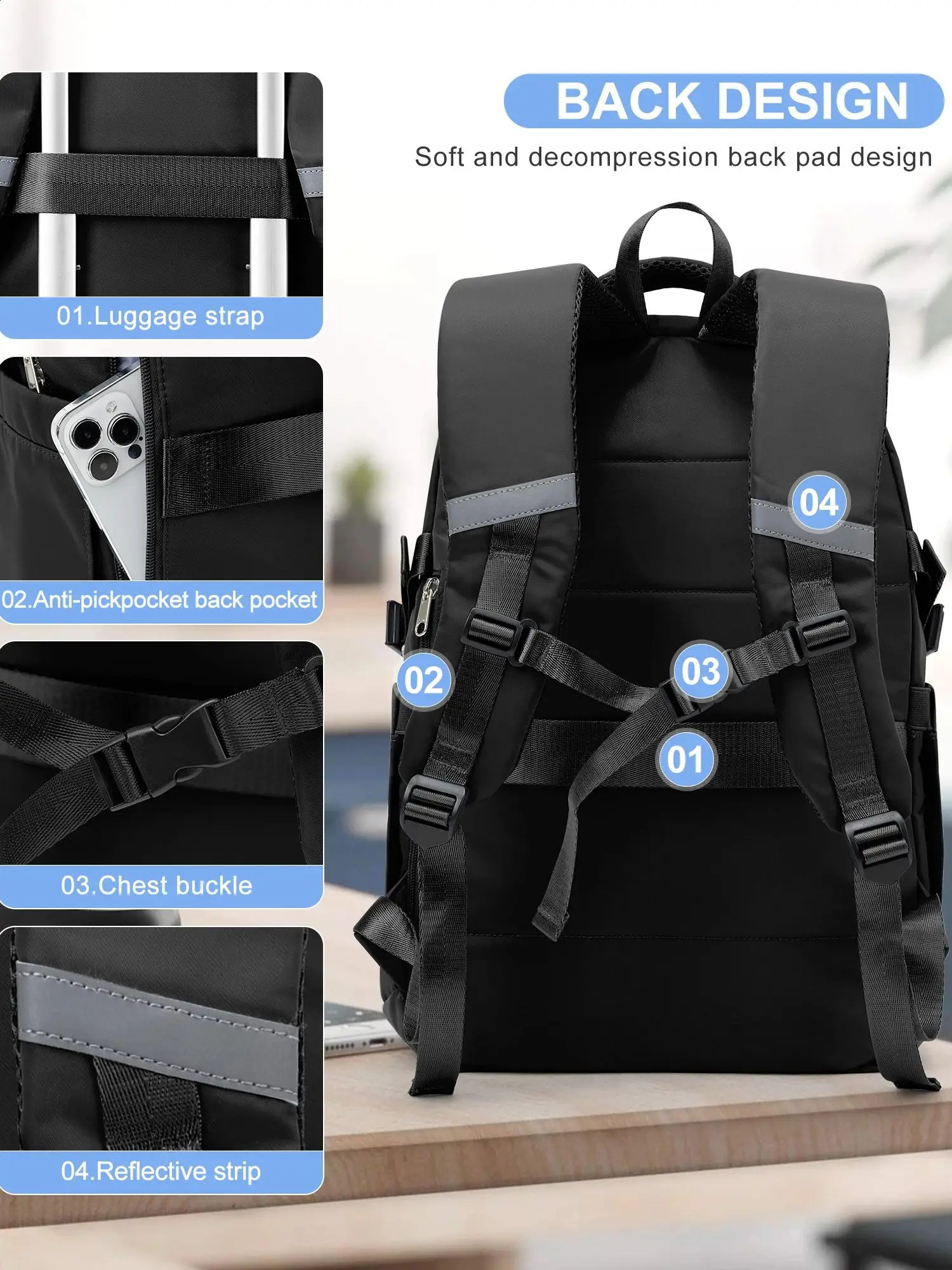 Mens travel laptop backpack 156inch antitheft business executive with USB port waterproof university 240730ZYl