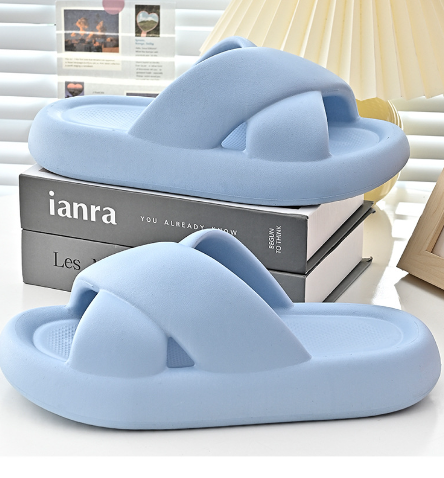 Women's Comwarm Fashion New 2023 Summer Men Sandals Crossover Belt Design Home Thick Sole Slippers Outdoor Beach Flip ps 0a36