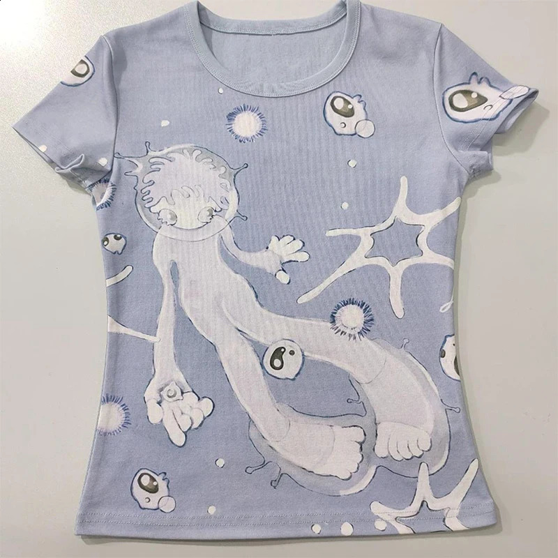 Aesthetic Emo Summer Baby Tees Tops Streetwear Gothic Harajuku Graphic Cool Girl T-shirt Vintage Crop Tops Wome clothes y2k tops 240730