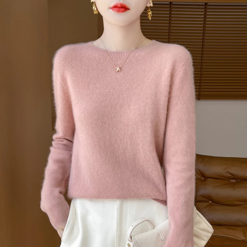 Spring and summer cashmere sweater womens clothing 100% Merino wool top round neck knitted with floral basic style Versatile 240826
