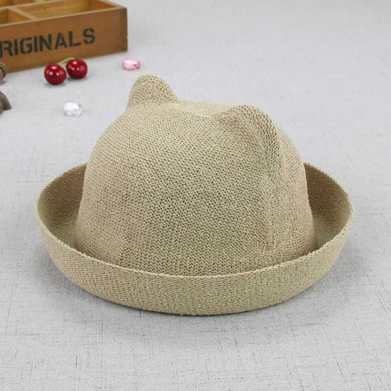 Summer Str Baby Hat Cute Bear Toddler Boy Girl Mesh Breatable Sun Hat Outdoor Beach Kids Panama CapXJ240730
