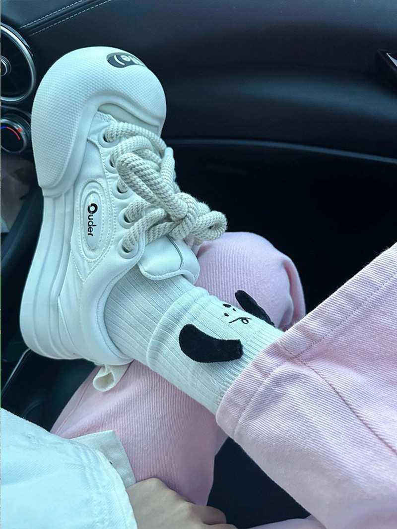 Clunky Sneaker for Womens Female Designer Platform Vulcanized Shoes Woman Girls Fashion Big Head Casual Ladies Lace Up Shoes