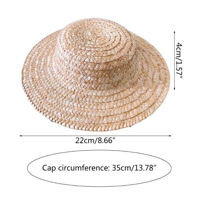 F62D Baby Girl Straw Hat Handmade Fisherman Sun-proof Bucket Summer Visor-CapXJ240730
