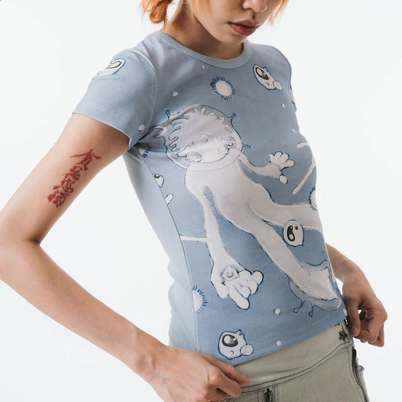 Aesthetic Emo Summer Baby Tees Tops Streetwear Gothic Harajuku Graphic Cool Girl T-shirt Vintage Crop Tops Wome clothes y2k tops 240730