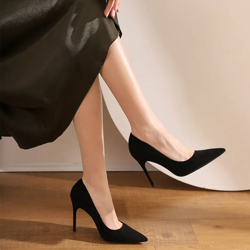 2024Woman Pumps High Heels Stiletto Pump Single Shoes Female Office Shoes Ladies Black Pointed Toe Sexy Party Wedding Shoes 240729