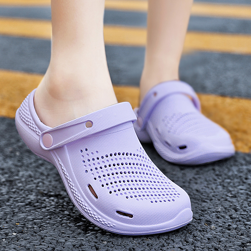 New Lightweight Non-slip Hole Shoes Men's Outdoor Casual Two-wear Big Toe Sandals Soft Elastic Comfortable Couple Beach Sandals