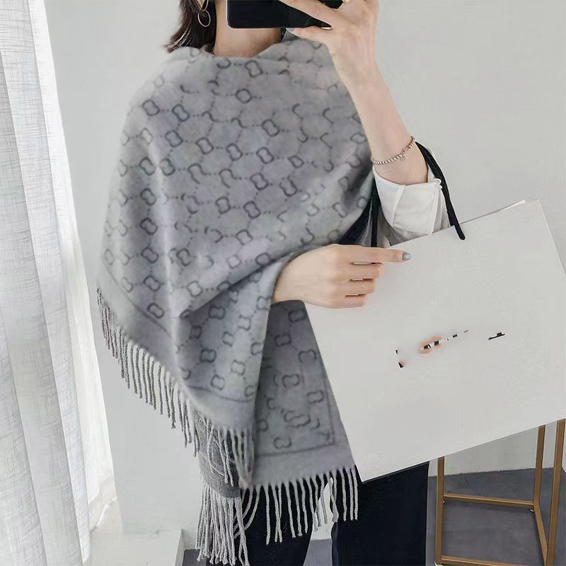 Top Scarf With Geometric Patterns Winter Letters Print Scarfs Cashmere Scarves For Women Warm Plaid Cotton Shawl Wraps 190x65