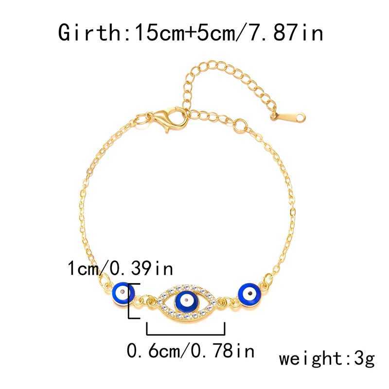 New Fashion Trkiye Blue Evil Eye Bracelet Womens Simple Adjustable Lucky Chain Zircon Eye Bracelet Jewelry Birthday GiftW240730