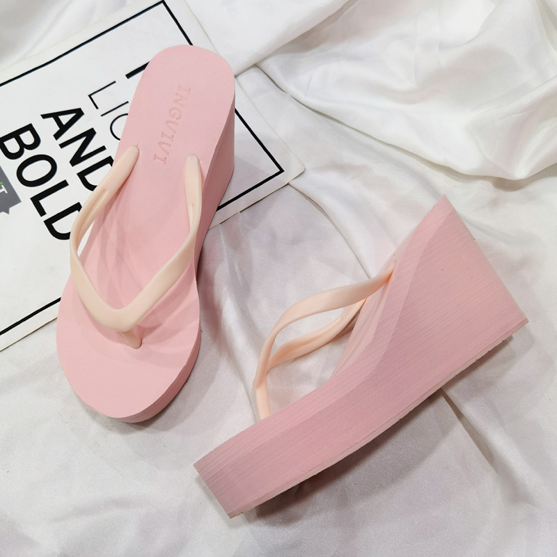 Women Summer Shoes Woman 2022 Wedge Rubber Flip Flops Heeled Mules Candy Colors Platform Female Beach Slippers Zapatos De Mujer