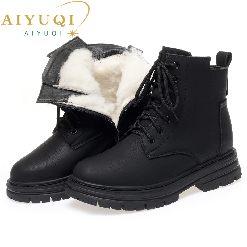 Large AIYUQI Size 41 42 43 Non-slip Fashion Genuine Leather Winter Boots New Round Toe Casual Women Ankle Boot 915b