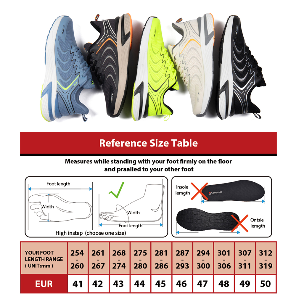 Baasploa Men's Running Shoes Lightweight Walking Shoe Mesh Breathable Fashion Male Outdoor Sports Sneakers Spring Tennis