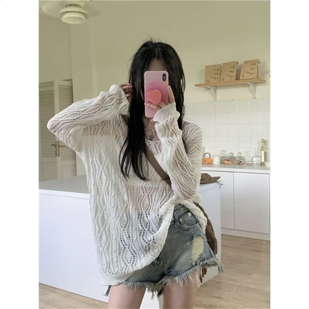 girl hole lazy style full sleeve skydiving top with sexy womens casual streetwear and sweater pullout 240812