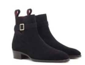 New Men Shoes Classic High-end Handmade Red Faux Suede Belt Adjustable Buckle Low-heel All-match Fashion Ankle Boots2021
