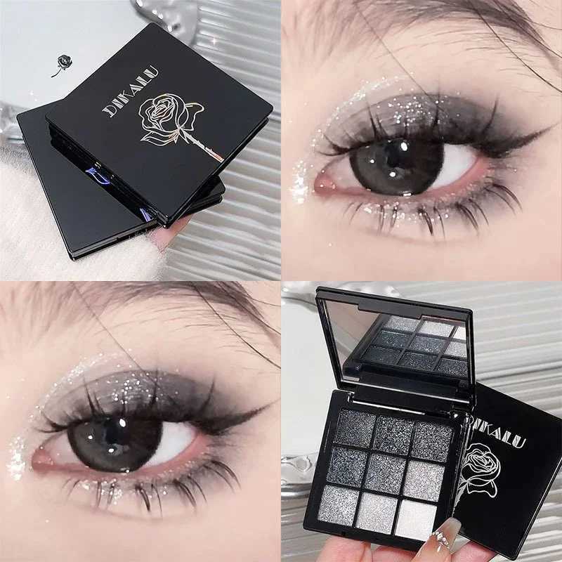 Punk Smoked Black Gray 9 Color Eyeshadow Makeup Palette Dark Color Pressed Glitter for Eyes Shadow Pigment Powder CosmeticsXJ250520