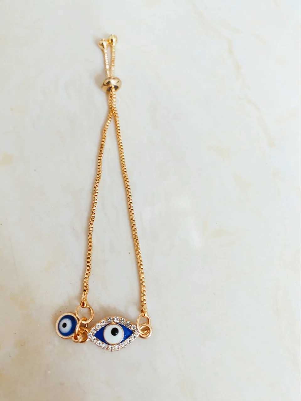 New Fashion Trkiye Blue Evil Eye Bracelet Womens Simple Adjustable Lucky Chain Zircon Eye Bracelet Jewelry Birthday GiftW240730