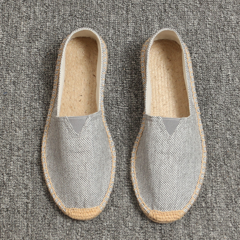 Men Fashion Flats Plimsolls Solid Canvas Shoes Casual Linen Loafers Lovers Shoes Male hemp Espadrille Fisherman Shoes 5596
