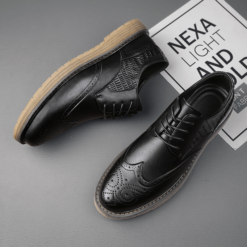 Men's Spring Casual Leather Thick Oxford Fashionable Quality Baroque Comfortable Soft Soled New Business Dress Shoes 87A9