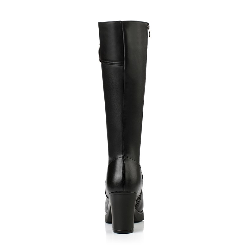 AIYUQI New Winter Genuine Leather Boots Women Shoes High Heeled Mid Calf Women Long Boots Warm Snow Boots Lady Fashion Shoes