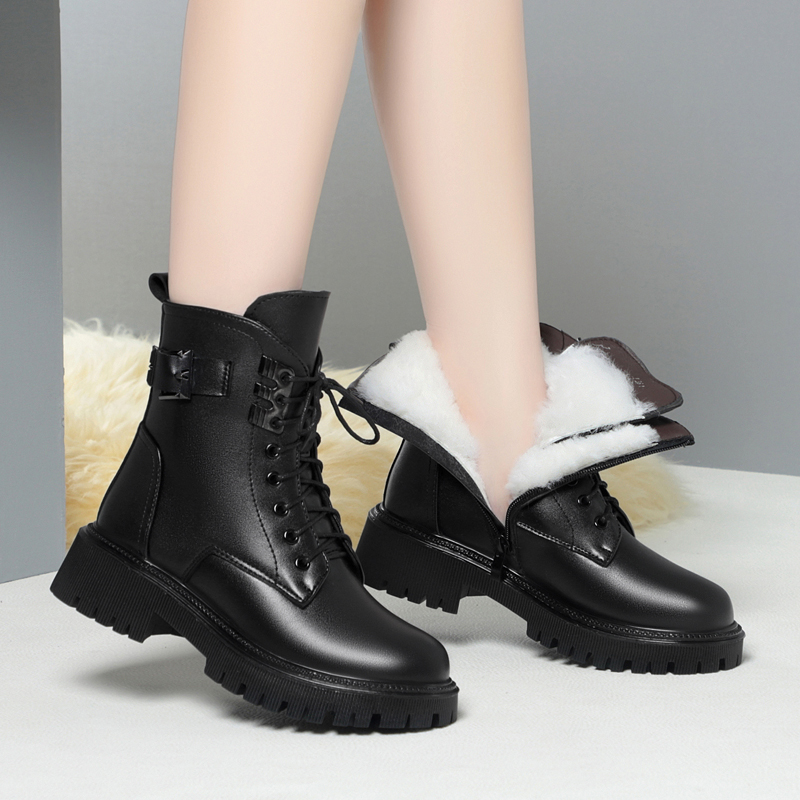 AIYUQI Women Marton Boots 2024 Winter New Wool Warm Women Motorcycle Boots Anti-slip Large Size Women's Snow Boots