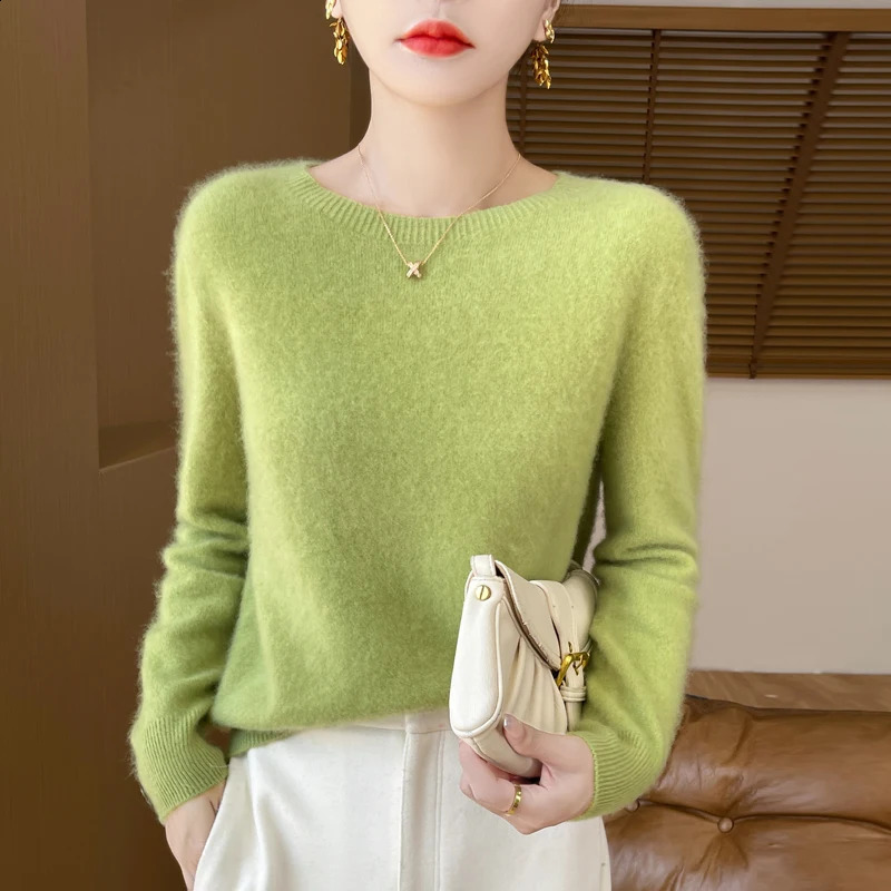 Spring and summer cashmere sweater womens clothing 100% Merino wool top round neck knitted with floral basic style Versatile 240826