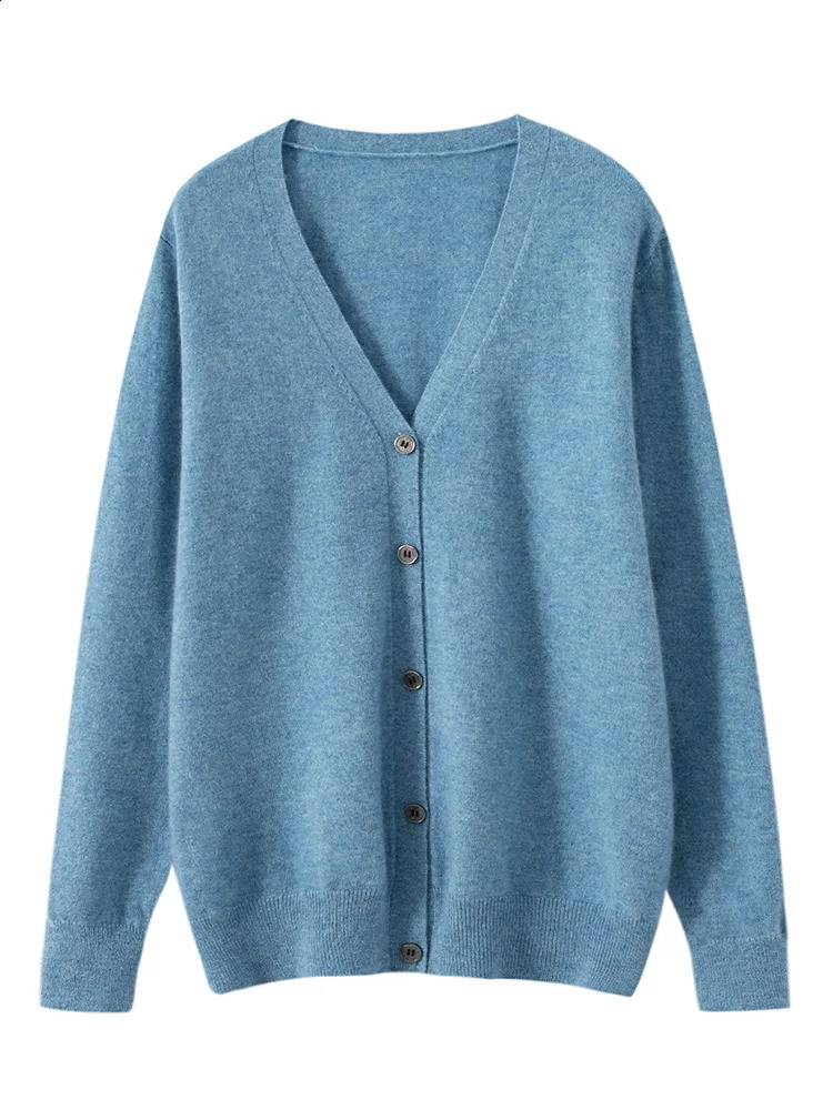 Mens Vneck cardigan smart casual sweater made of 100% Merino wool knitted fabric highquality soft and comfortable outerwear Spring Autumn Korean style