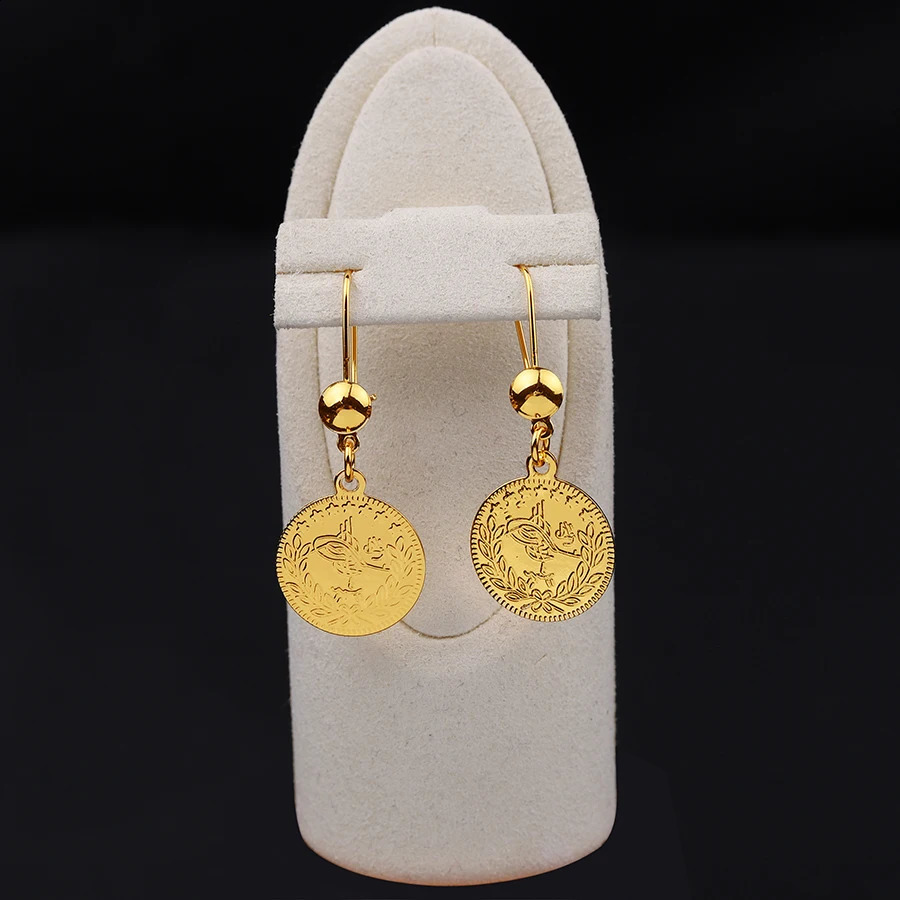 24K Goldlen Round Two Piece Set Womens Jewelry Dubai Ethiopia Europe Dubai USA Middle East Japan and South Korea Bridal 240723