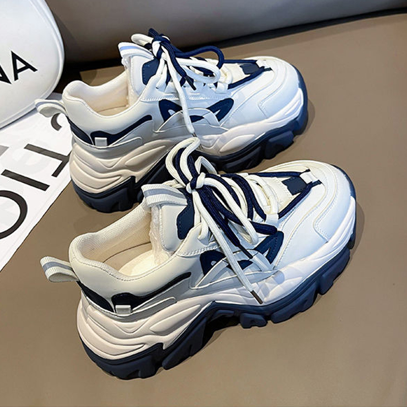 Rimocy 2023 New Spring Women's Chunky Platform Sneakers Lace Up Casual Sports Shoes Woman Fashion Thick Bottom Walking Shoes