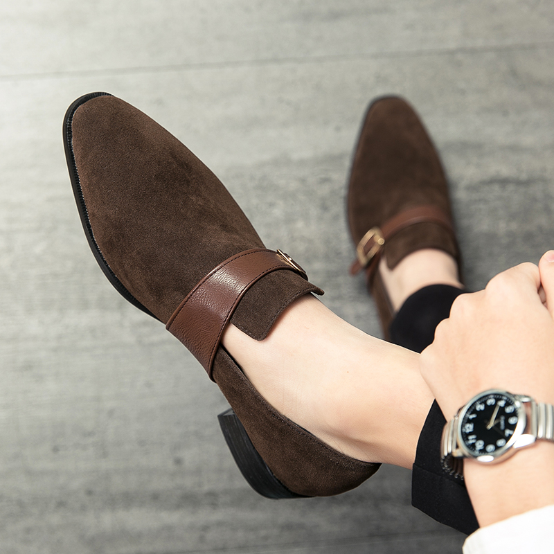 Suede Leather Designer Fashion Men's Buckle Dress Male Flats Wedding Driving Party Loafers Casual Office Shoes for Men 7dad